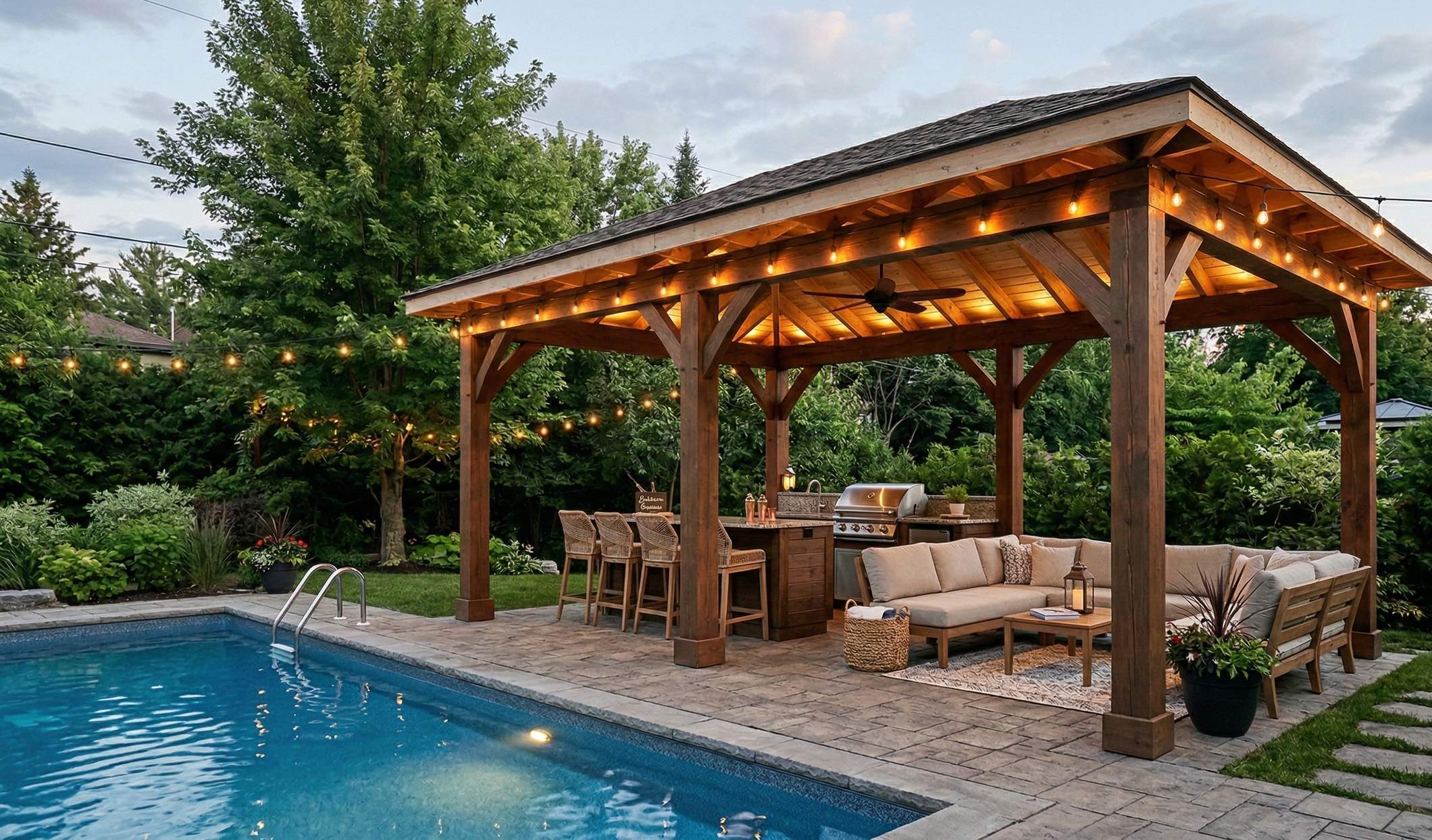 Espace lounge et bar extérieur